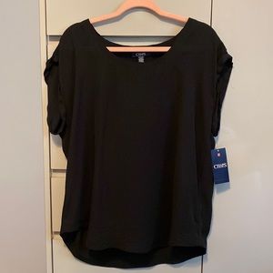NWT XL Chaps Black Polyester Blouse